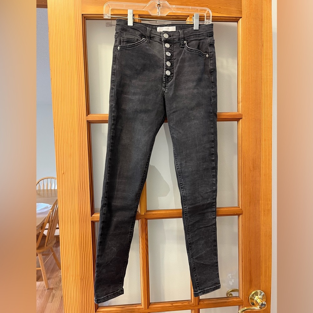 Topshop Charcoal Straight Leg Jeans